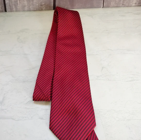 Lavin Men's Silk Necktie Tie Made In Italy Formal Red Striped Handsewn - Picture 4 of 10